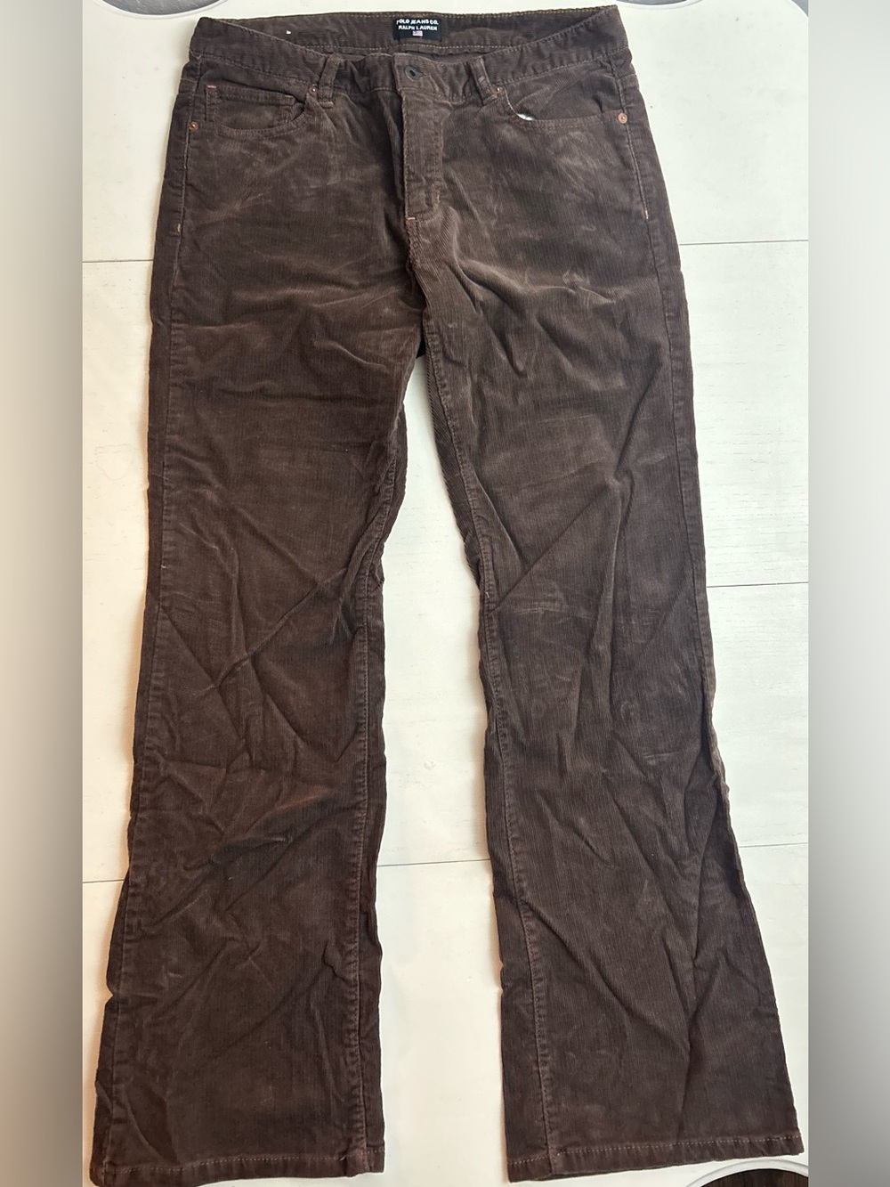 Polo Jeans Co Ralph Lauren Brown Corduroy Pants 10x32 Straight Leg Vintage Y2K